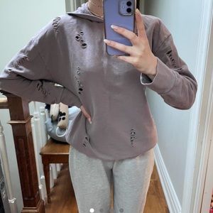 Topshop purple lilac distressed hoodie/sweater